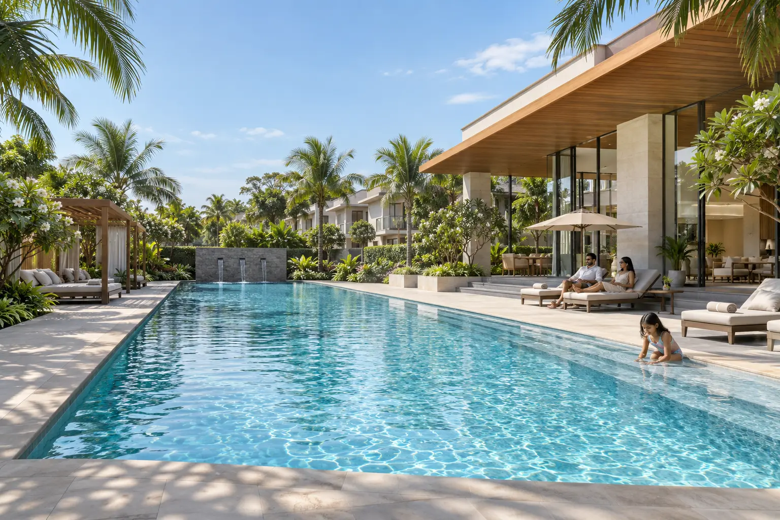 Swimming pool at Astra Villas clubhouse