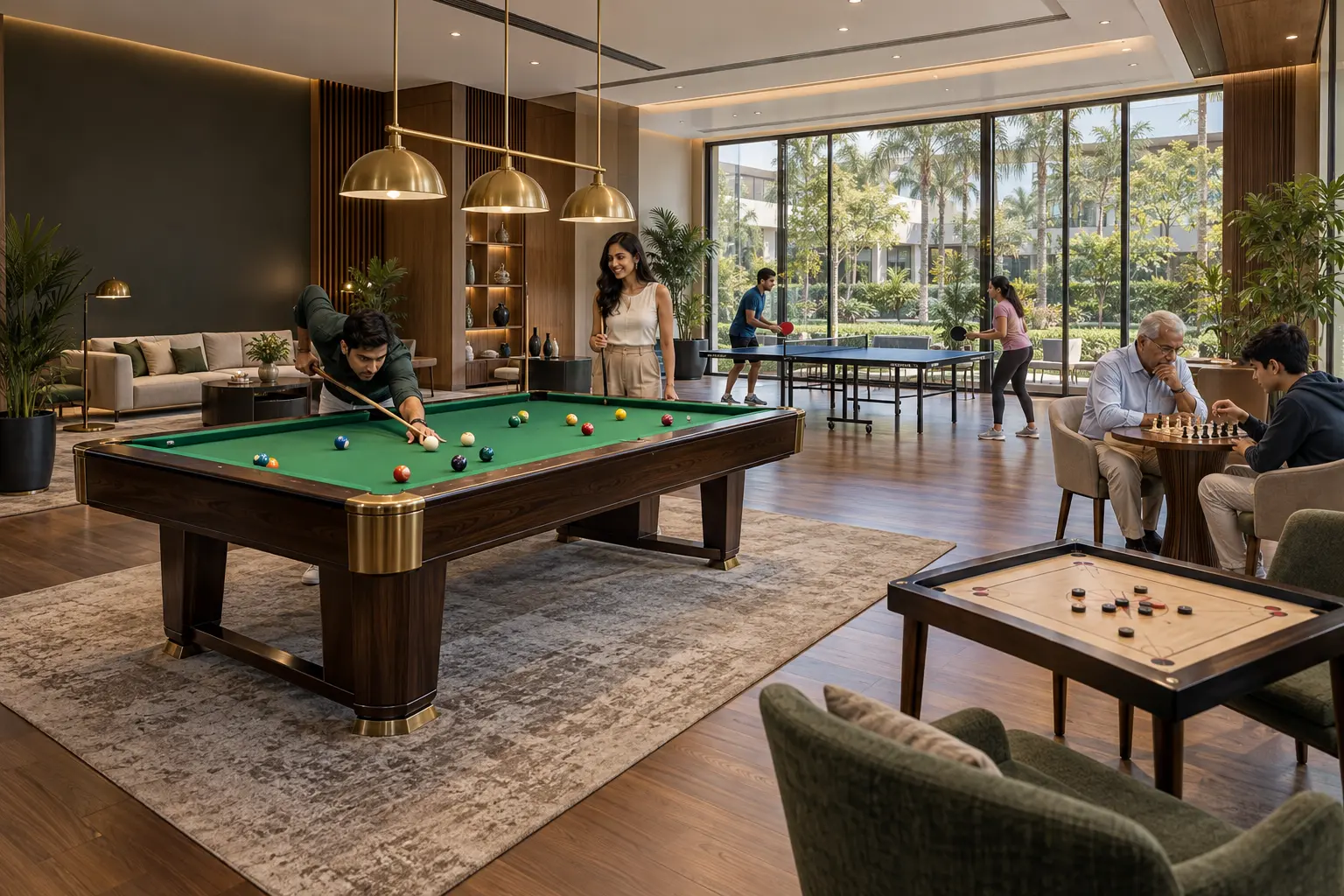Indoor games room at Astra Villas clubhouse